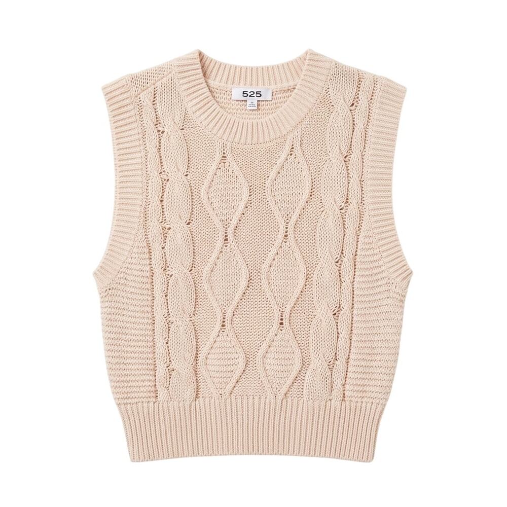 525 Cable Knit Sweater Vest Top Size XS - Picture 2 of 8